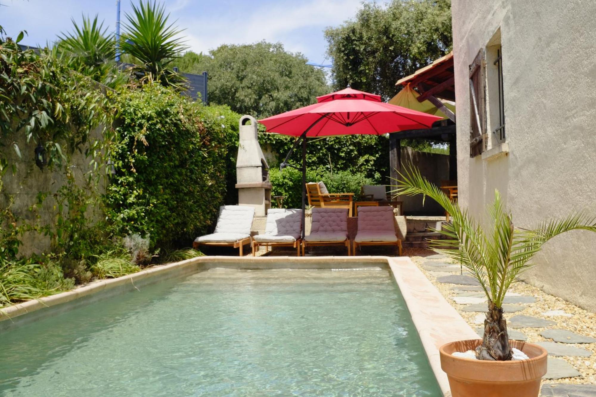 Chambre, Terrasse Et Piscine De L'Impasse Du Pressoir Le Crès Esterno foto